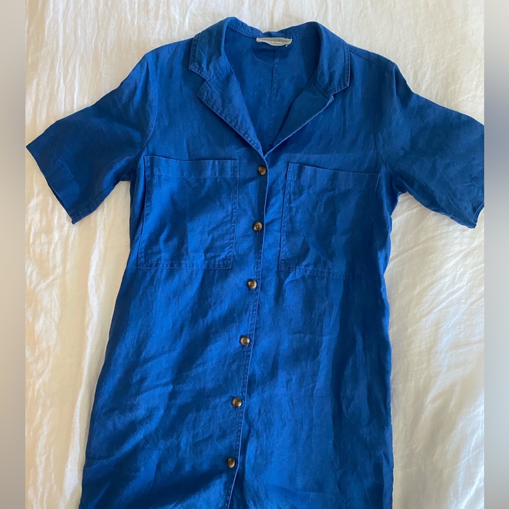 Everlane Linen Workwear Dress - Deep Blue XS